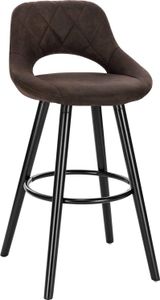 WOLTU 1 x Barhocker 1 Stück Barstuhl aus Stoffbezug Holzgestell mit Lehne + Fußstütze Design Stuhl Küchenstuhl Optimal Komfort Dunkelbraun