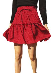 Damen Faltenröcke A-Line Kurze Röcke Lässige Sommer Mini Rock Beiläufig Stufenröcke Rot,Größe S