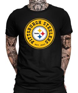 Pittsburgh Steelers - American Football NFL Super Bowl Herren T-Shirt, Schwarz, XL, Vorne