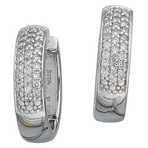 JOBO Creolen 585 Gold Weißgold 50 Diamanten Brillanten 0,25ct. Ohrringe