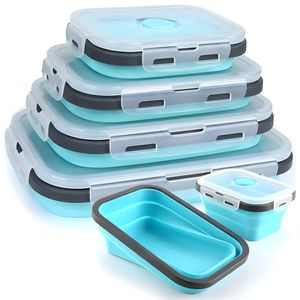 Faltbare Silikon-Behälter, 4 Stück frischhaltedosen set mit Deckel, Vorratsdosen, Lunchbox set, Gefrierdosen, behälter mit deckel, Meal prep boxen