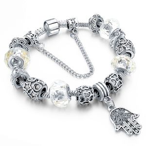 Bettelarmband Beads-Armband Fatimas Hand Hamsa Schmuck-Armband versilbert Geschenk Autiga®  20 cm