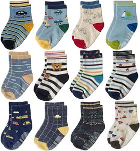 12 Paar Baby Socken Antirutsch Anti-Rutsch Kinder Kleinkinder Babysocken für Baby Jungen und Mädchen，1-3 Jahre