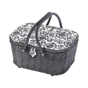 Kobolo Nähkästchen Nähkorb Nähkörbchen Nähkasten - florales Design - 35x27x17 cm - Weben Stricken Häkeln Box Aufbewahrung Handarbeitskorb Geschenk