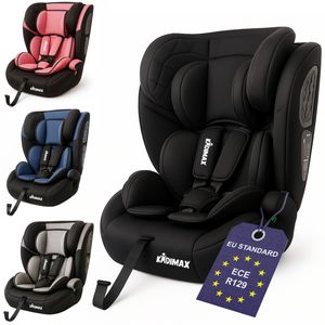 Kidimax® Kindersitz EasyFit – Sicherer & Bequemer Autositz für Kinder (9-36 kg) – Mitwachsend, Verstellbar & Komfortabel – Leicht zu montieren – Schwarz
