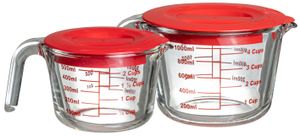 Cookinglife Messbecher-Set (500 ml & 1 Liter) - mit Deckel - hitzebeständiges Glas
