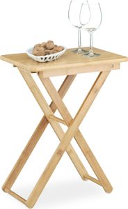 Relaxdays Beistelltisch klappbar Bambus Holz Klapptisch rechteckig HBT klein multifunktional