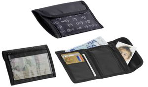 GKA Geldbörse Brieftasche Portemonnaie schwarz Emoticons Herren Damen Klettverschluß Stoff viele Fächer robustes 210D Polyester