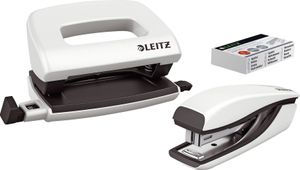 LEITZ Heftgerät & Locher Set Mini Nexxt WOW perlweiß