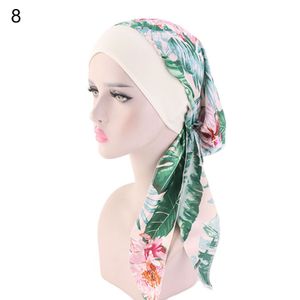 Einfarbige, glatte Kopftuchkappe, traditionelle Seidenimitation, Schnürung, Kopfwickel, Haarschmuck-8