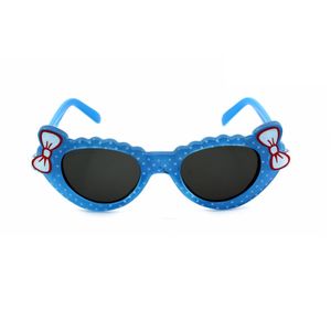 Süße Baby Sonnenbrille Kleinkind Brille Schwarz Getönt UV400 mit Schleifen Hell Blau Markenbrille Rennec Brillenbeutel