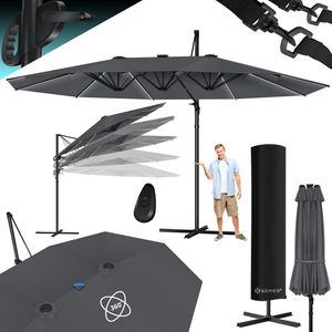KESSER® Sonnenschirm Doppelsonnenschirm 4,6m x 2,7m | Ampelschirm Abdeckung & Windsicherung mit Kurbel & Ständer | Kurbelschirm Aluminium wasserabweisend | Neigbar Kippbar 360° Drehbar