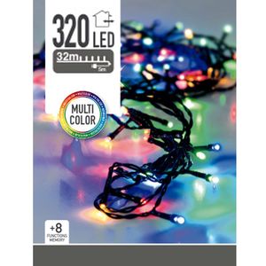 LED-Lichterkette, 320 LEDs, bunt, 230V, IP44, 8 Funktionen, Memory