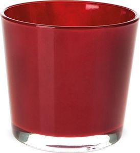 Glastopf Teelichtglas rund Pflanzgefäß Übertopf rot 14,5 cm