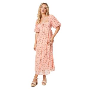 Dorothy Perkins - Dámské midi šaty se zavazováním vpředu DP6156 (34 CZ) (Pink)