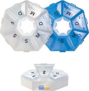 Lifemed Wochen-Pillendose Kunststoff zufällige Farbe transparent oder blau