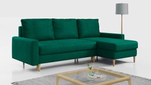 Ecksofa LANG - L-form Sofa Mit Schlaffunktion - Wohnlandschaft 220cm - Wohnzimmer L Couch - Grün