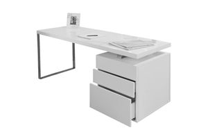 SalesFever Schreibtisch inkl. Container 180 x 85 cm| Hochglanz lackiert | MDF-Holz | B 180 x T 85 x H 76 cm | weiß