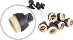 6 Stück Halogenlampen GU10 Fassung Brücke Mit Kabel und Isolierhülse VDE Hochvolt Keramik 190-230V
