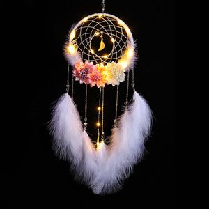 LED Traumfänger, 16x50cm Feder Weben Anhänger Bohemian Dekoration Dreamcatcher Für Zimmer Dekoration, Weiß