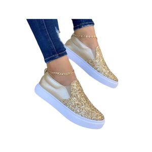 Damen Freizeitschuhe Slipper Glänzend Comfort Loafer Mode Lässige Schuhe Mokassins Leichte Gold,Größe:EU 36.5
