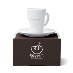 Espressotasse mit Henkel Grummelig, 80 ml - weiß - FIFTYEIGHT - T021501
