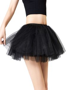 Damen Tüllröcke Plissiert Tutu Rock Dance Röcke Boho Gradient Sommer A-Linie Minirock Schwarz,Größe Einheitsgröße