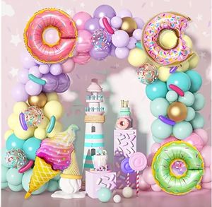 XXL Premium Ballon Girlande 135 Teile Party Deko Kinder Geburtstag Kindergeburtstag Donut Candy Bar Eis Pastell Ballonbogen Bogen Ballongirlande Luftballons