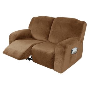 6 PCS Stretch Recliner Sofa Schonbezug Möbelschutz für 2 Sitzkissen Couch, Hellbraun