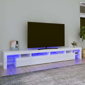 TV skrinka Maison Exclusive s LED osvetlením biela vysoký lesk 260x36,5x40 cm