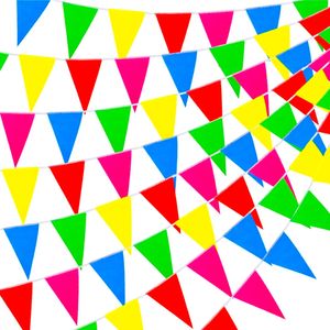 Dekotalent® 2x XXL Wimpelkette Stoff 100 Meter bunt Girlande Banner Fahne zum Aufhängen Indoor & Outdoor Draußen als Deko Dekoration für Feste, Party & Geburtstage UVM.