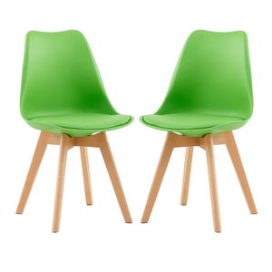 IPOTIUS 2er Set Esszimmerstühle mit Massivholz Buche Bein, Skandinavisch Design Gepolsterter Küchenstühle Stuhl Küche Holz, Grün