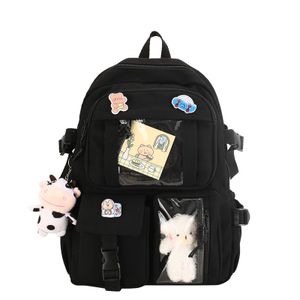 Estetický batoh Japonské batohy Kawaii Školní taška s visačkou Malý batoh Školní potřeby, černá