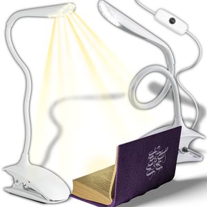 Lampa na čítanie LED, svorka lampa, Flexibilná  Svietidlo na posteľ, Stmievateľná, napájaný cez usb, biely, Detské svietidlo 3W 14 LED diód Retoo