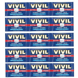 Vivil Extra Strong Pastillen mit Pfefferminz zuckerfrei 75g 5er Pack