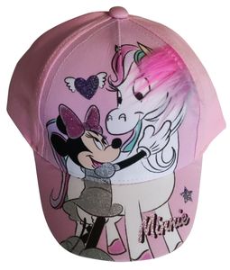 Disney Minnie Mouse Kappe Basecap Mütze Minnie mit Pony, Glitzer für Kinder rosa Größe 50