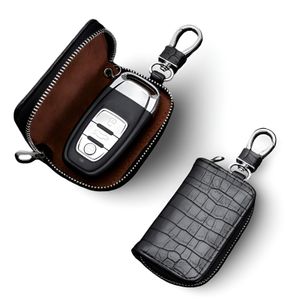 Auto Schlüsseletui Schlüsseltasche Leder Keyless Go KFZ Schlüsselmäppchen Fahrzeugschlüssel Schwarz 360 Grad Haken (mit Schlüsselanhänger innen)