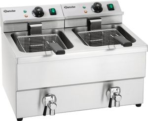 Bartscher A150407 Imbiss II Double Fritteuse, Edelstahlgehäuse, herausnehmbarer 16 l Ölbehälter, Timer Bartscher A150407 Imbiss II Double Fritteuse, Edelstahlgehäuse, herausnehmbarer 16 l Ölbehälter, Timer
