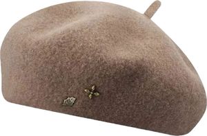 Damen Wintermütze Warme Barett Wollmütze, Vintage Weich Wolle Franzosen Baskenmütze, Farbe: Kamel