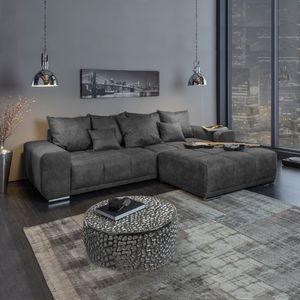 Extravagantes XXL Sofa ELEGANCIA 280cm grau inkl. Kissen Bigsofa Couch