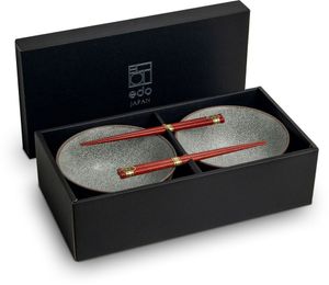 [ KOISHI ] Schalen Set 2x Suppenschale / Reisschale Ø 17cm | H 8,7cm + 2 Paar Essstäbchen aus Japan