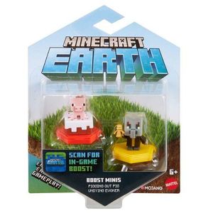 MATTEL GMD16 Minecraft Earth Boost Mini-Figuren 2er-Pack Pig With Cake und Undying Evoker