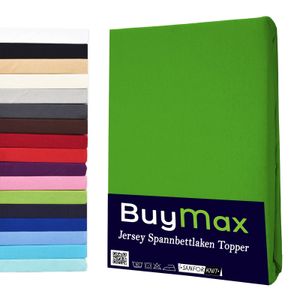 Jersey Topper Spannbettlaken Spannbetttuch 100% Baumwolle  Bettlaken, 140x200 cm, Apfelgrün