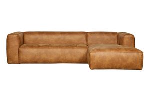 WOOOD Bean Ecksofa Rechts Cognac - 4-Sitzer Sofa Recycle-Leder 73x305x96cm