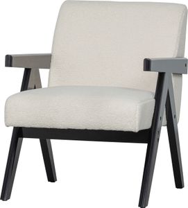 WOOOD Lowie Weiches Sessel mit Armlehne - Loungestuhl Teddystoff - Natural/Schwarz - 79x60x79 cm