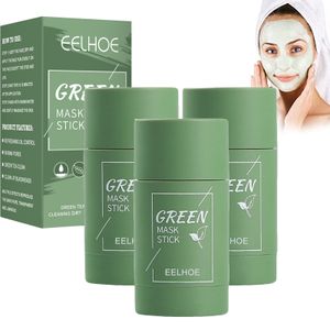3X Green Mask Stick, grüner tee purifying clay stick, Grüntee Gesichtsmaske, Befeuchtet und kontrolliert das Öl, Mitesser Akne Entferner, Cleansing