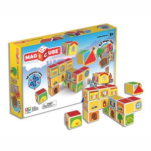 Geomag 144 Magicube Castles & Homes - 16 Magnetwürfel für Konstruktionen + 62 Clip, Baukasten Lernspielzeug