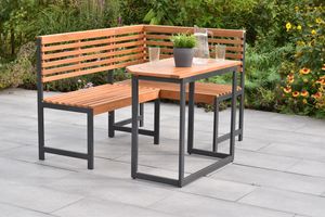 Merxx Eckbank Set, Eckbank, Klappentisch 90 x 50 cm, Aluminium/Akazie