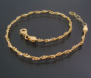 Fußkette Schlangenkette Kugelkette 925 Silber GOLD 24-27cm 16822G-27