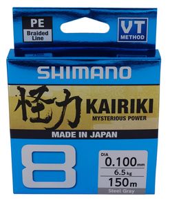 Shimano Kairiki 8, 150m, 0,2mm, 17,1kg / 37,7lbs, svetlo šedá, 8-pramenná pletená šnúra, 59WPLA58R15